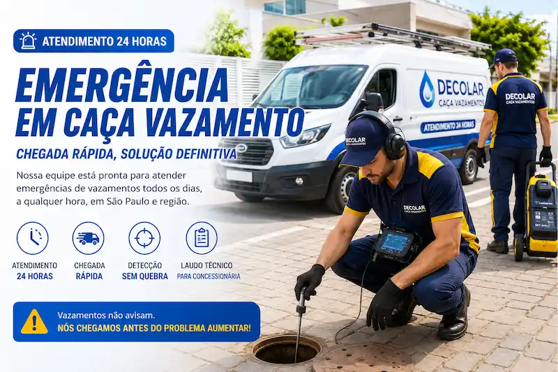 Atendimento emergencial da Decolar Caça Vazamentos em São Paulo