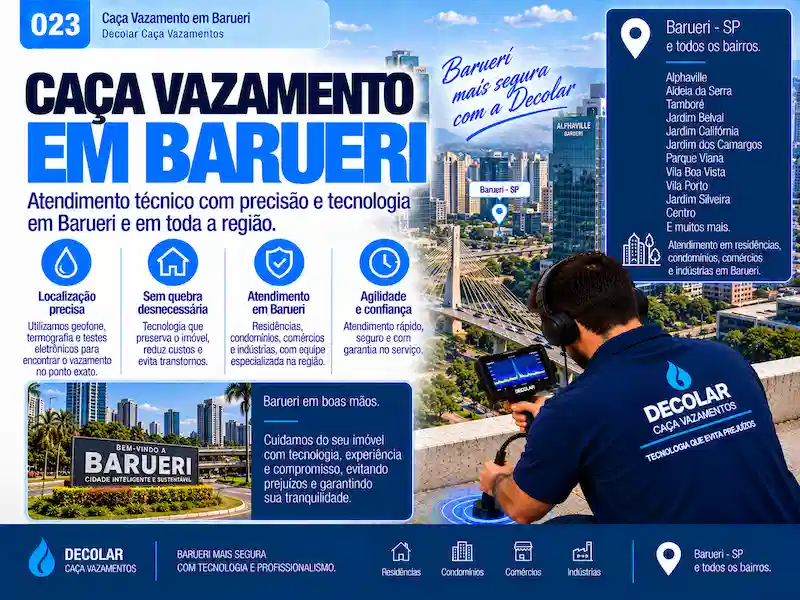 Técnico da Decolar realizando caça vazamento em Barueri