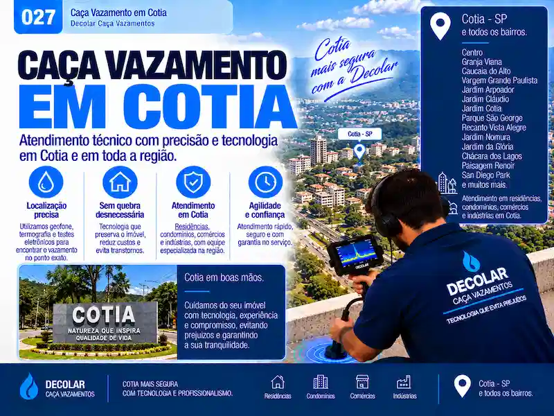 Técnico da Decolar realizando caça vazamento em Cotia