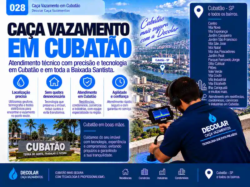 Técnico da Decolar realizando caça vazamento em Cubatão