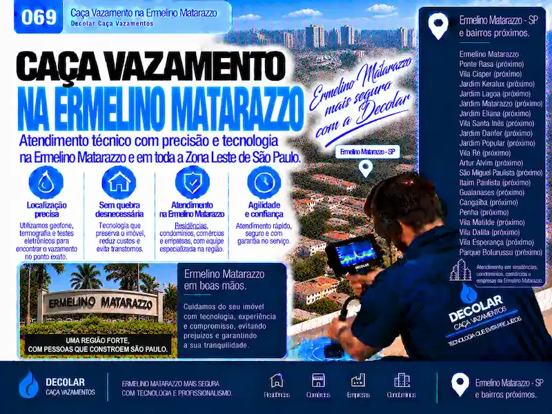Técnico da Decolar realizando caça vazamento em Ermelino Matarazzo