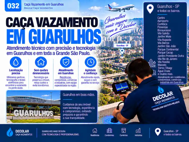 Técnico da Decolar realizando caça vazamento em Guarulhos