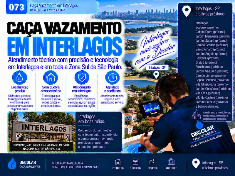 Técnico da Decolar realizando caça vazamento em Interlagos