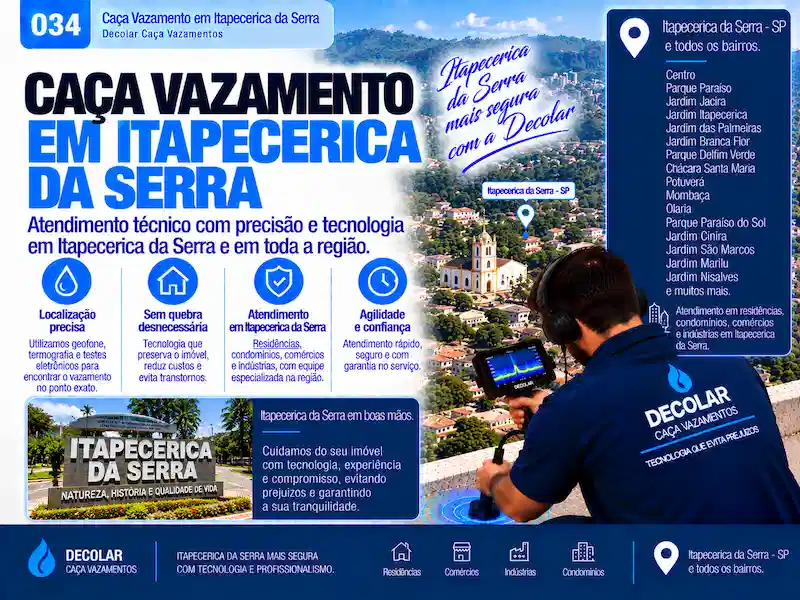Técnico da Decolar realizando caça vazamento em Itapecerica da Serra