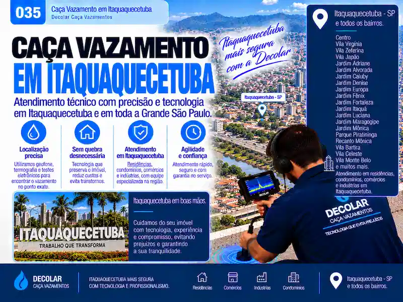 Técnico da Decolar realizando caça vazamento em Itaquaquecetuba