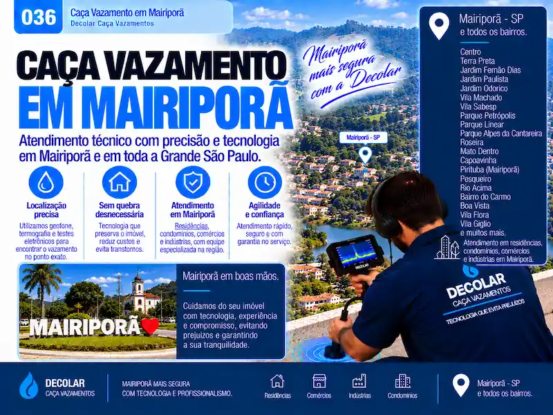 Técnico da Decolar realizando caça vazamento em Mairiporã