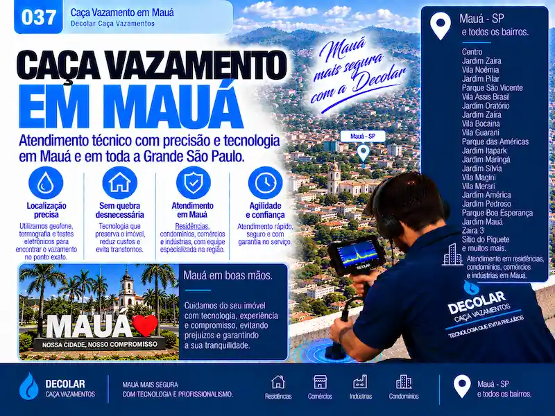 Técnico da Decolar realizando caça vazamento em Mauá