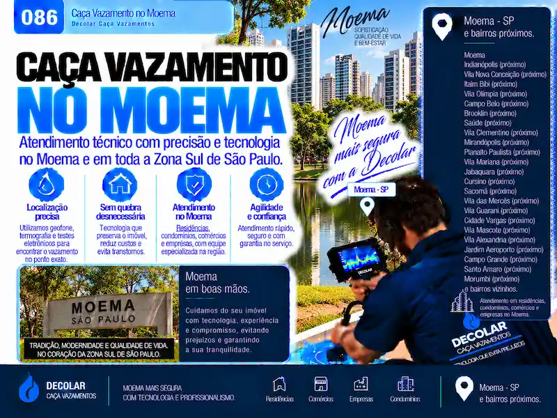 Técnico da Decolar realizando caça vazamento em Moema