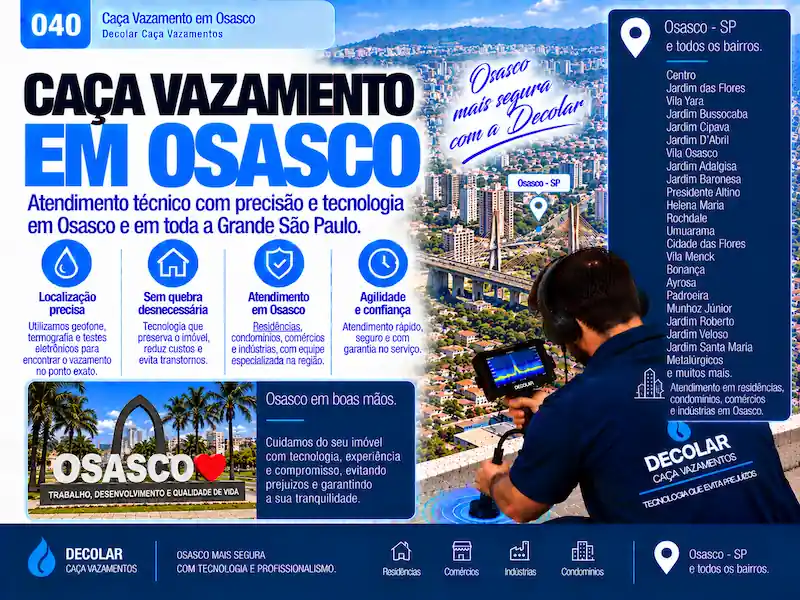 Técnico da Decolar realizando caça vazamento em Osasco