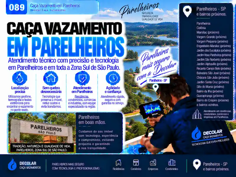 Técnico da Decolar realizando caça vazamento em Parelheiros