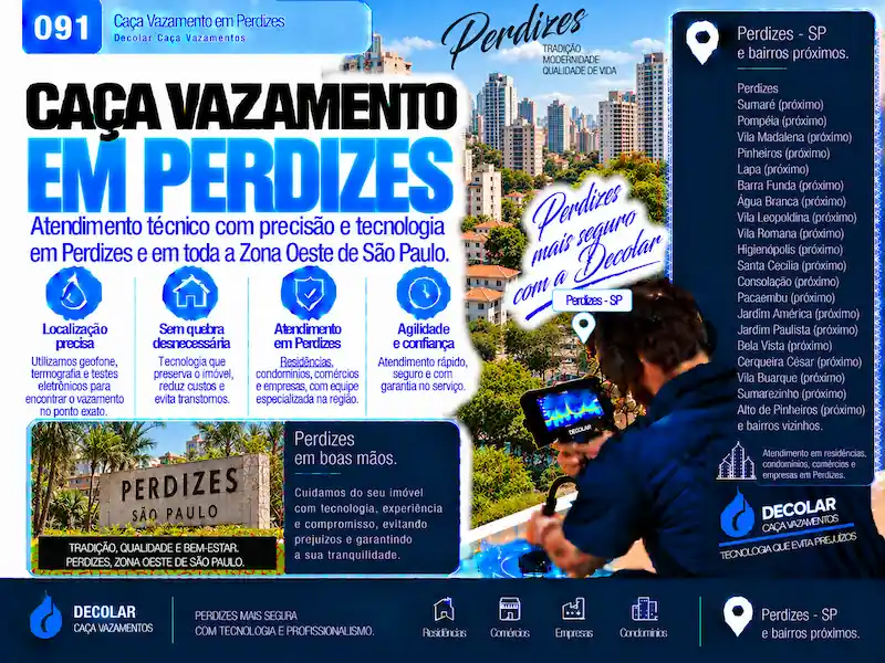 Técnico da Decolar realizando caça vazamento em Perdizes