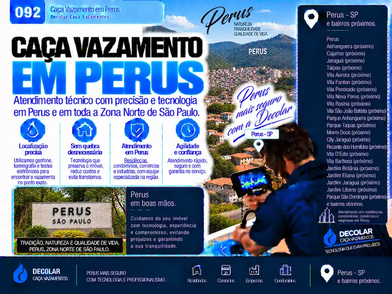 Técnico da Decolar realizando caça vazamento em Perus