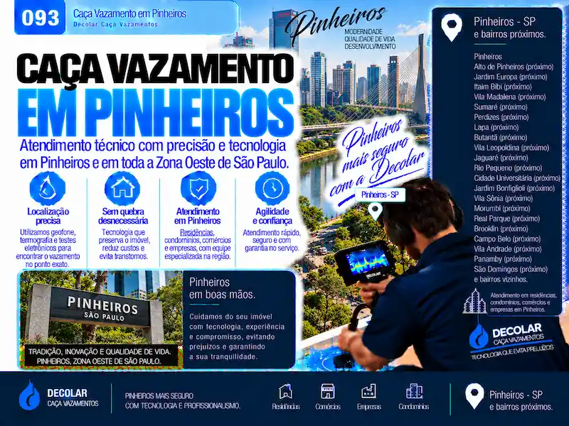 Técnico da Decolar realizando caça vazamento em Pinheiros