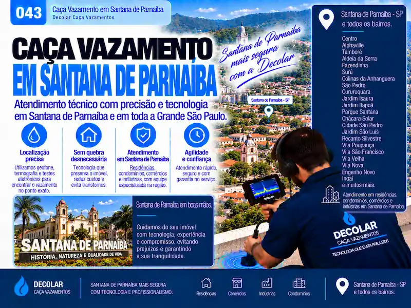 Técnico da Decolar realizando caça vazamento em Santana de Parnaíba