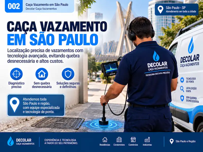 Técnica da Decolar em escuta com geofone no piso durante investigação de vazamento
