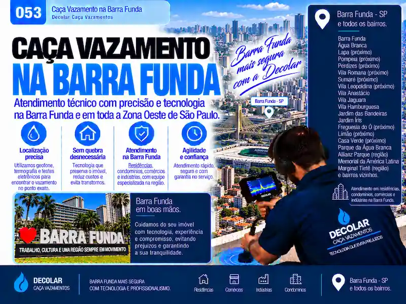 Técnico da Decolar realizando caça vazamento em Barra Funda