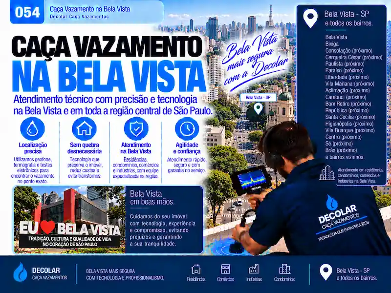 Técnico da Decolar realizando caça vazamento em Bela Vista