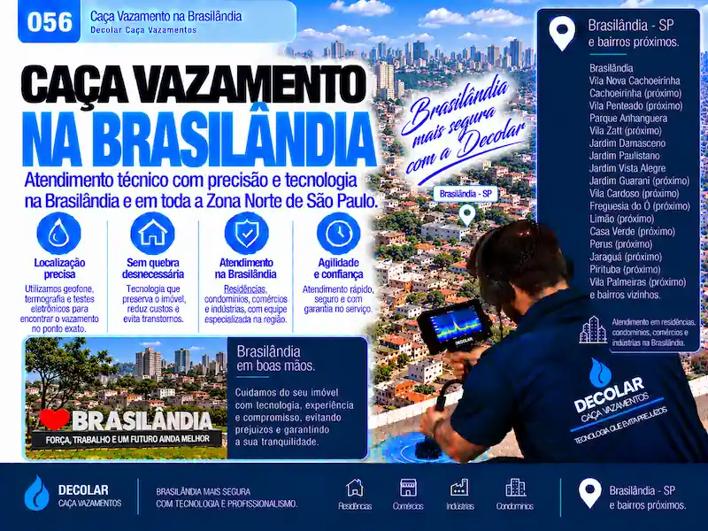 Técnico da Decolar realizando caça vazamento em Brasilândia