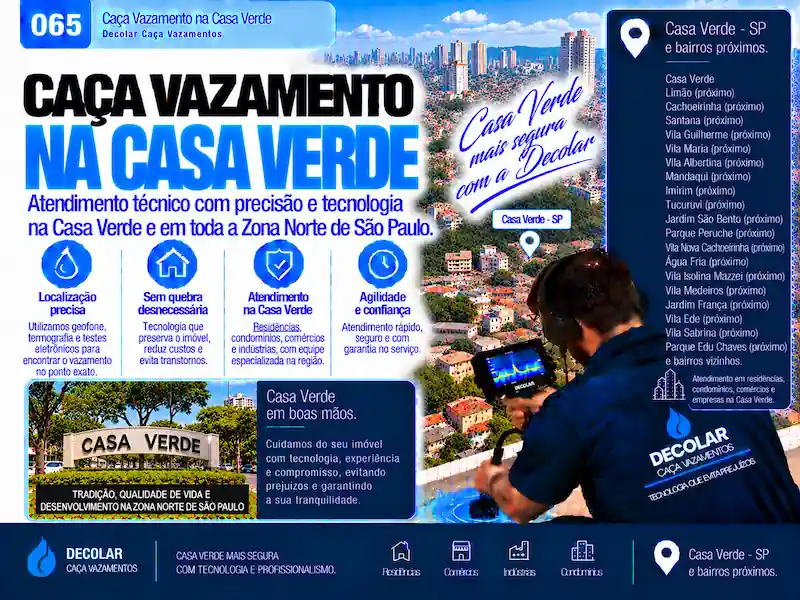 Técnico da Decolar realizando caça vazamento em Casa Verde