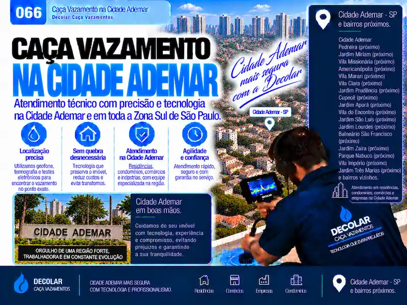 Técnico da Decolar realizando caça vazamento em Cidade Ademar
