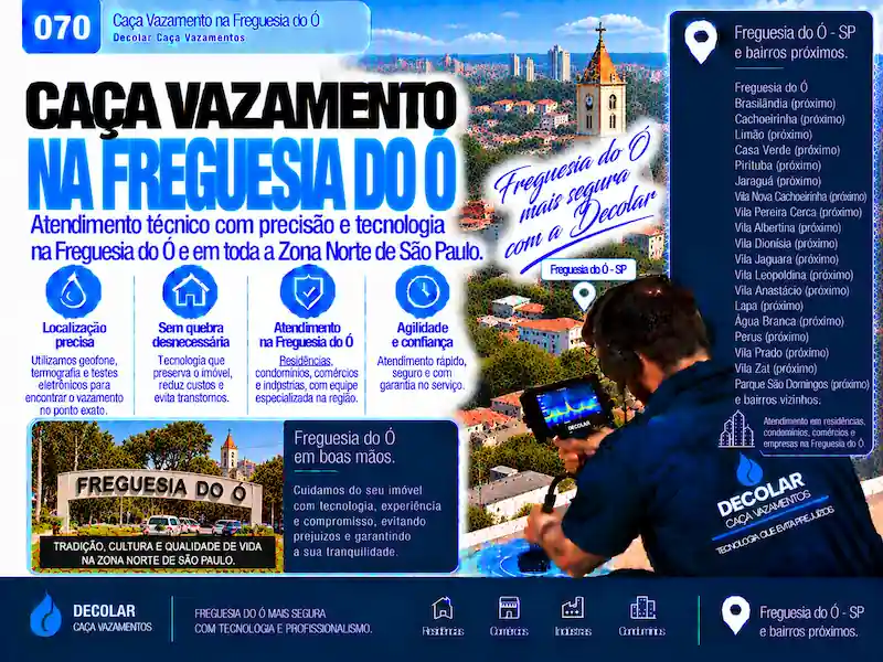 Técnico da Decolar realizando caça vazamento em Freguesia do Ó