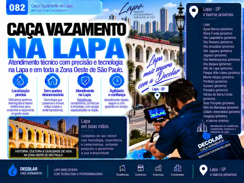 Técnico da Decolar realizando caça vazamento em Lapa