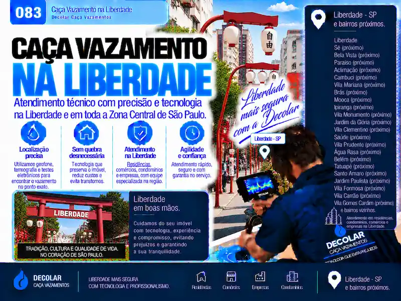 Técnico da Decolar realizando caça vazamento em Liberdade