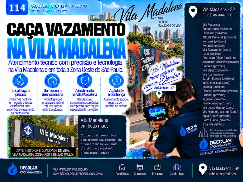 Técnico da Decolar realizando caça vazamento em Vila Madalena