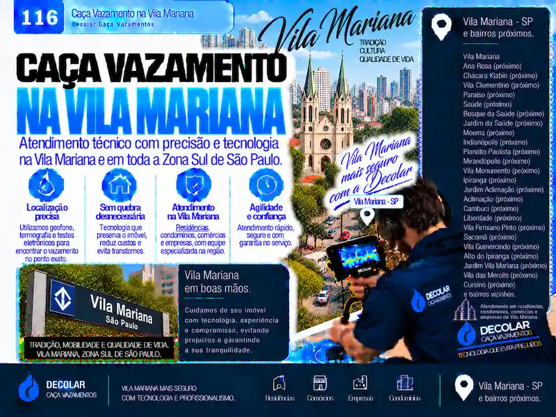 Técnico da Decolar realizando caça vazamento em Vila Mariana