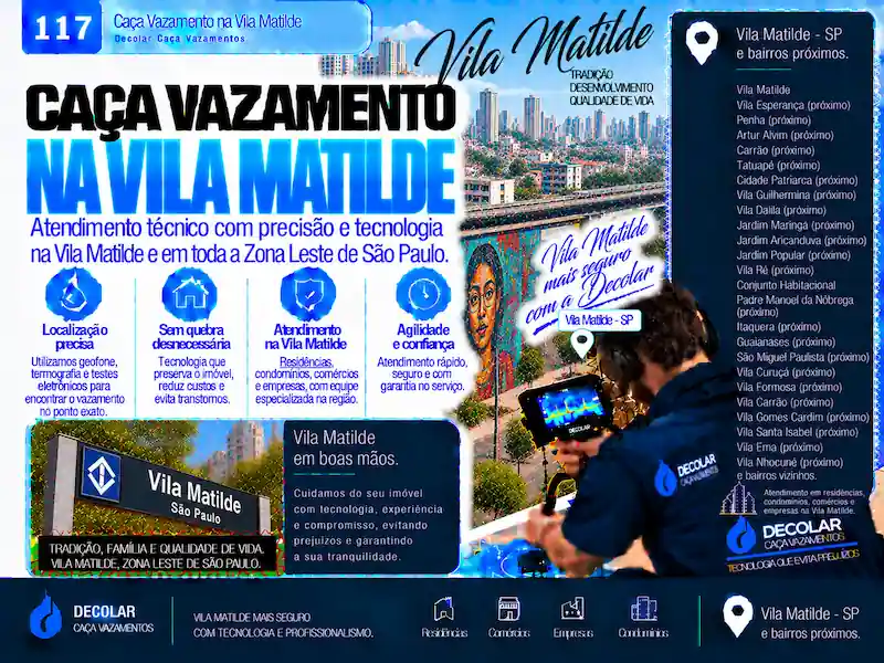 Técnico da Decolar realizando caça vazamento em Vila Matilde