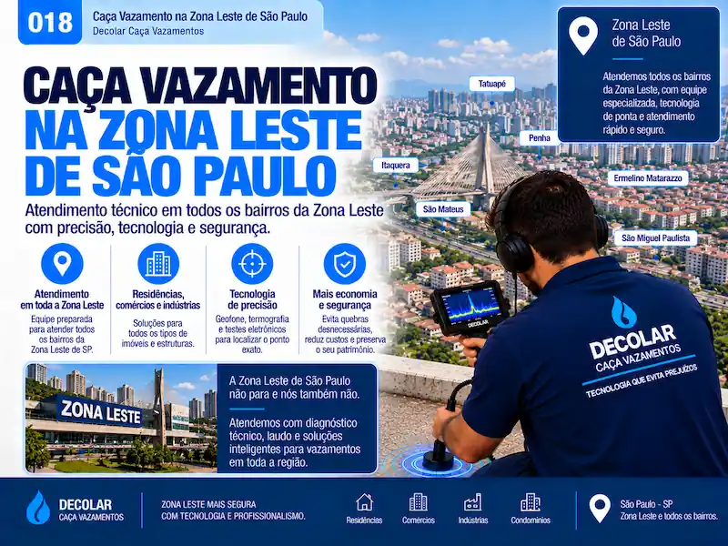Técnico da Decolar realizando caça vazamento em Zona Leste de São Paulo