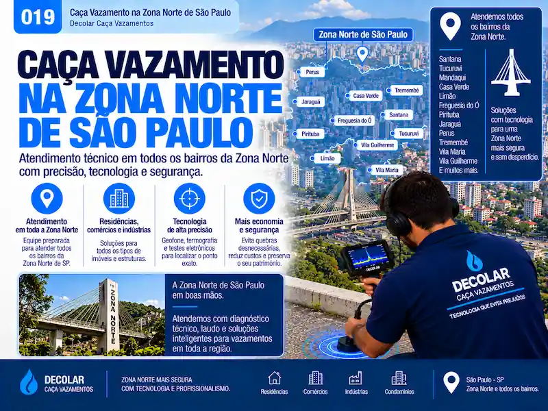 Técnico da Decolar realizando caça vazamento em Zona Norte de São Paulo