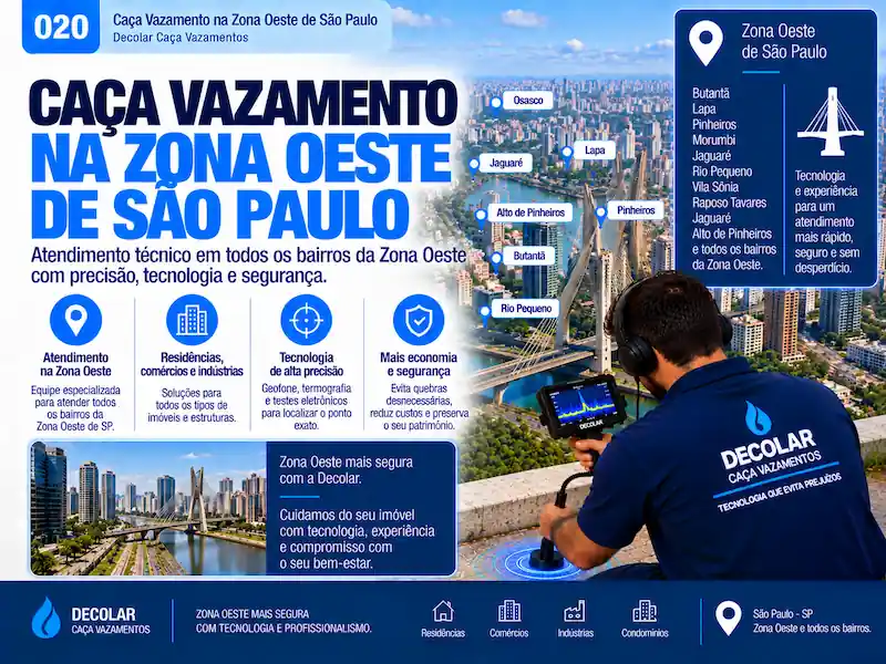 Técnico da Decolar realizando caça vazamento em Zona Oeste de São Paulo