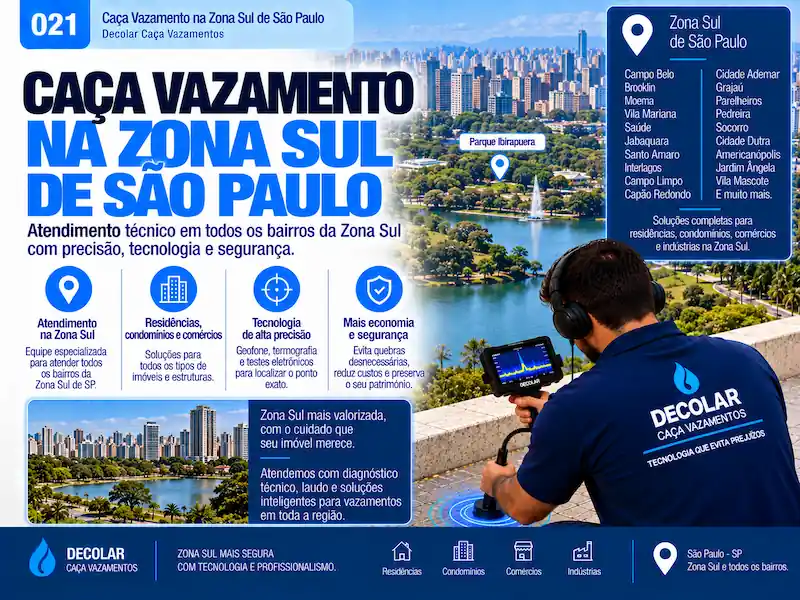 Técnico da Decolar realizando caça vazamento em Zona Sul de São Paulo