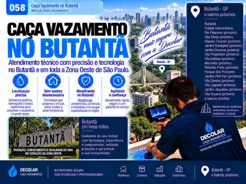 Técnico da Decolar realizando caça vazamento em Butantã