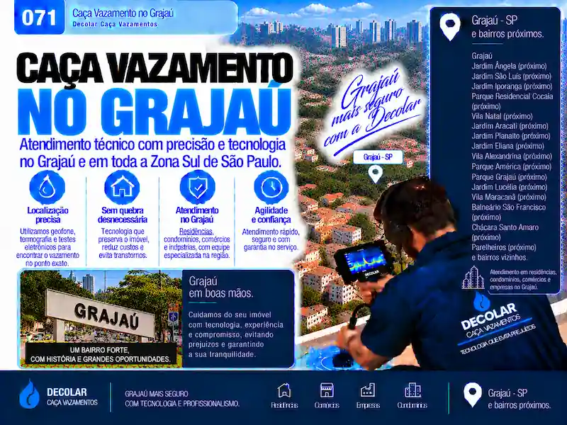 Técnico da Decolar realizando caça vazamento em Grajaú