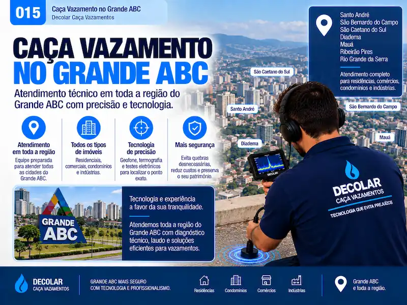 Técnico da Decolar realizando caça vazamento em Grande ABC