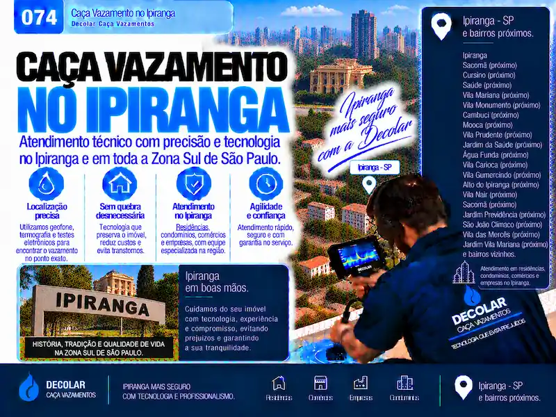 Técnico da Decolar realizando caça vazamento em Ipiranga