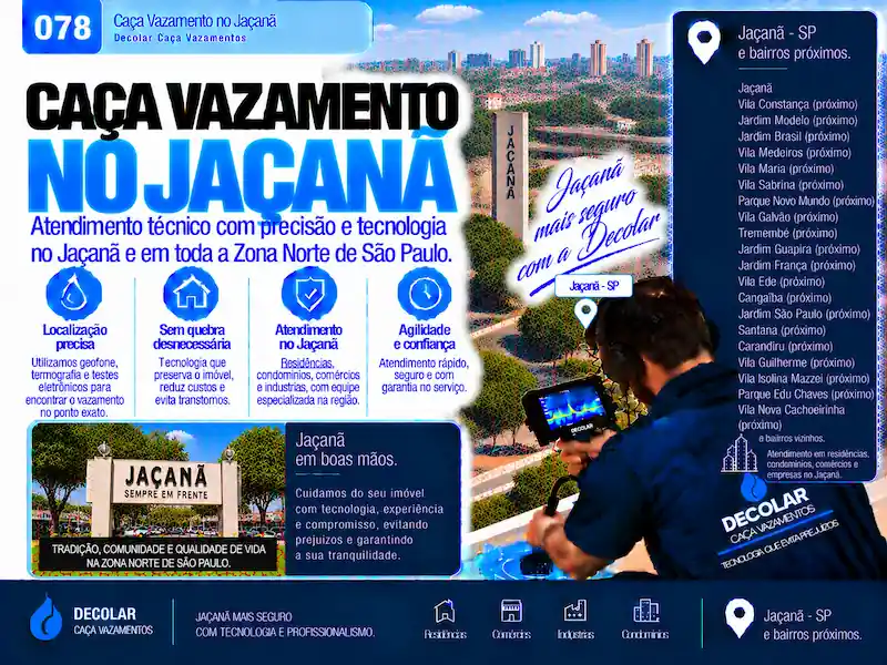Técnico da Decolar realizando caça vazamento em Jaçanã