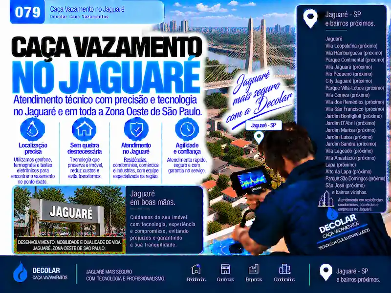 Técnico da Decolar realizando caça vazamento em Jaguaré