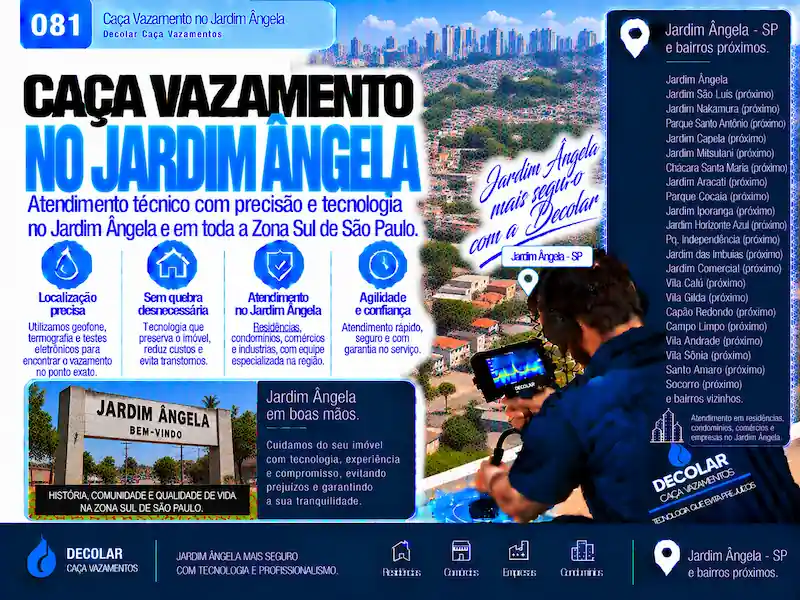 Técnico da Decolar realizando caça vazamento em Jardim Ângela