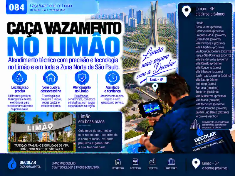 Técnico da Decolar realizando caça vazamento em Limão