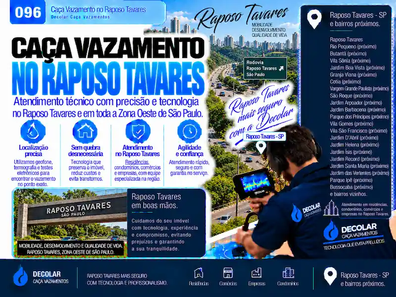 Técnico da Decolar realizando caça vazamento em Raposo Tavares