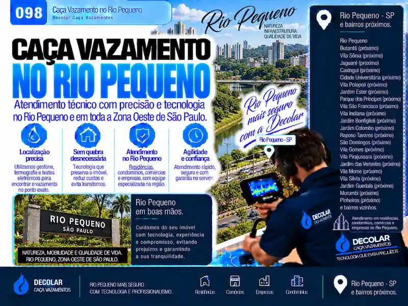Técnico da Decolar realizando caça vazamento em Rio Pequeno
